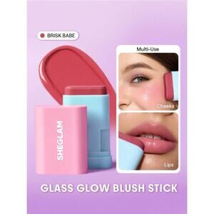 SHEGLAM Glass Glow Blush Stick – Brisk Babe – Dewy Lip & Cheek Tint Balm